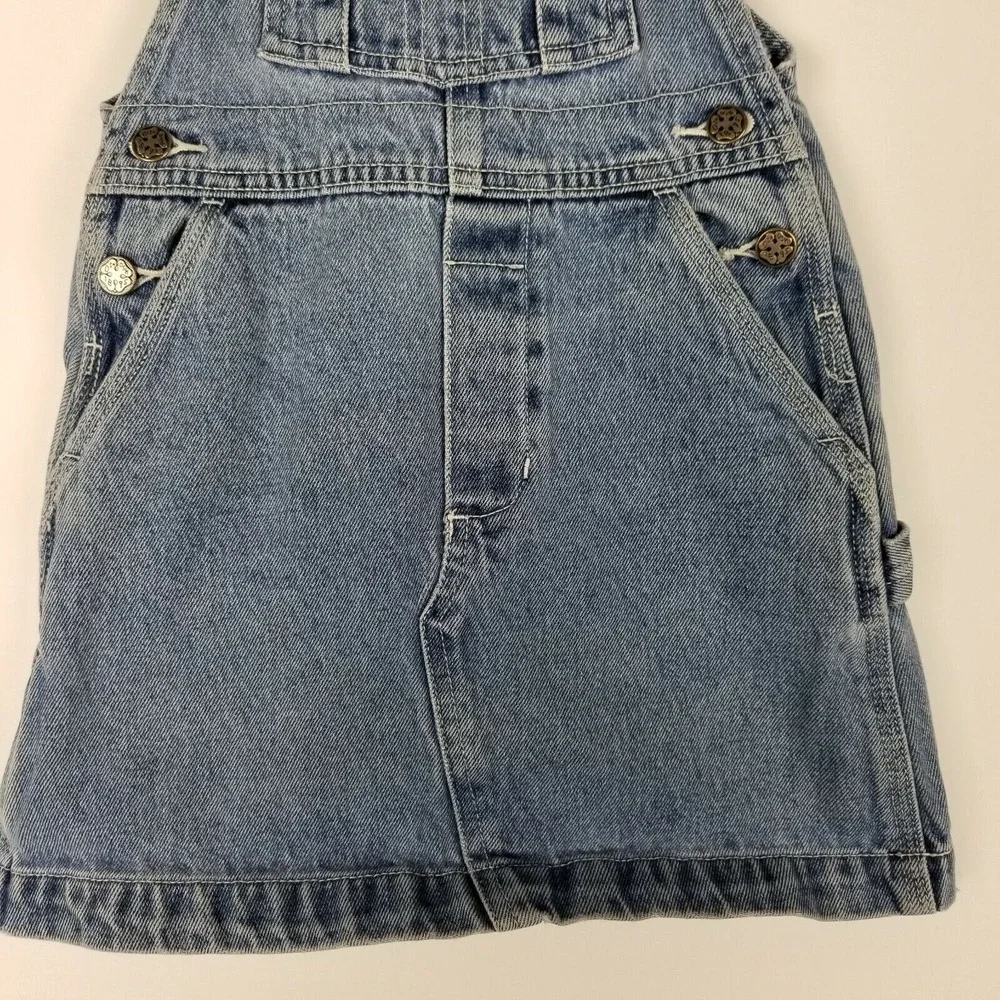 Oshkosh Girls‎ Toddler Size 4T Bib Overall Blue Denim Dress Adjustable Straps